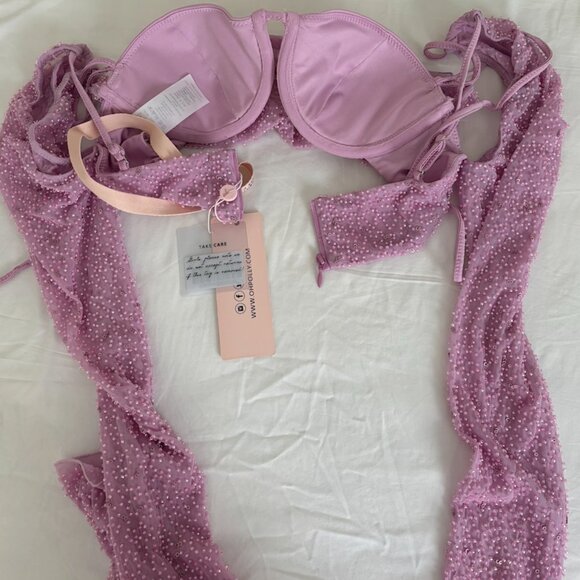 Oh Polly Embellished Cowl Neck Crop Top NWT - Picture 4 of 5